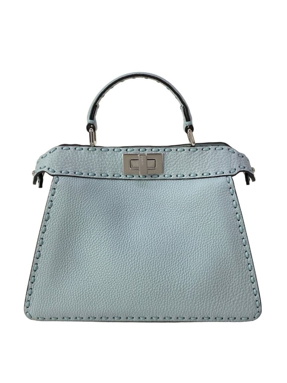 Fendi Handbag Peekaboo ISeeU Small Selleria Light Blue Leather